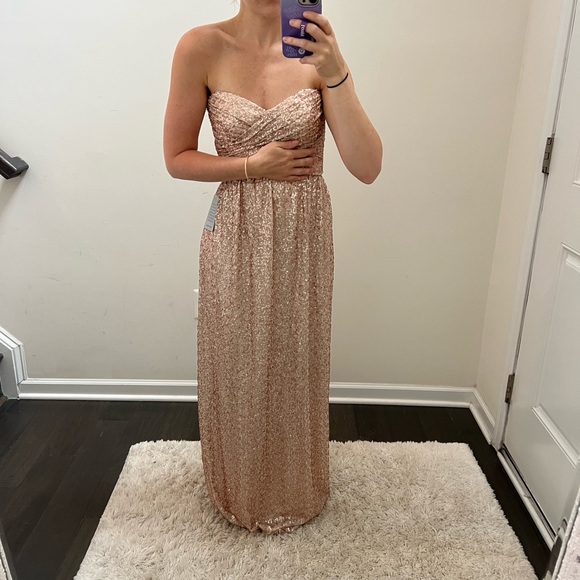 Amsale rose gold sweatheart strapless bridesmaids dress - Picture 4 of 12